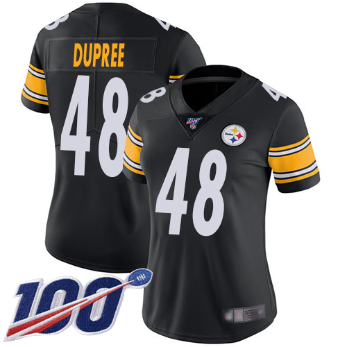 Pittsburgh Steelers #48 Bud Dupree Black Team Color Women's Stitched 100th Season Vapor Limited Jersey Womens