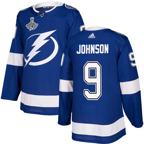 Adidas Tampa Bay Lightning #9 Tyler Johnson Blue Home Authentic 2020 Stanley Cup Champions Stitched Jersey Men's