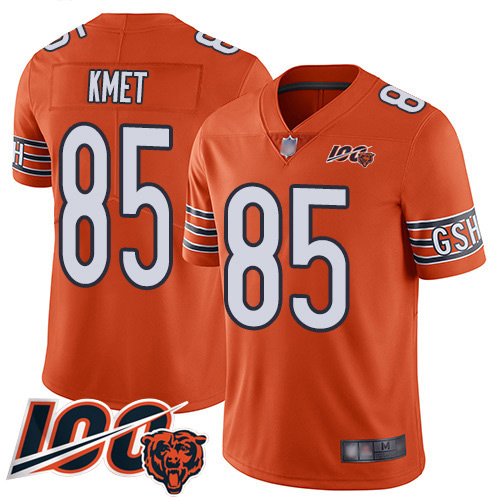 Chicago Bears #85 Cole Kmet Orange Youth Stitched Limited Rush 100th Season Jersey Youth