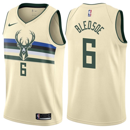 Milwaukee Bucks #6 Eric Bledsoe Cream Swingman City Edition Jersey Mens