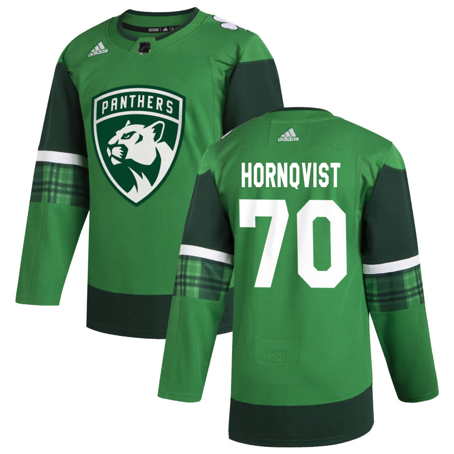 Florida Panthers #70 Patric Hornqvist Men's Adidas 2020 St. Patrick's Day Stitched Jersey Green