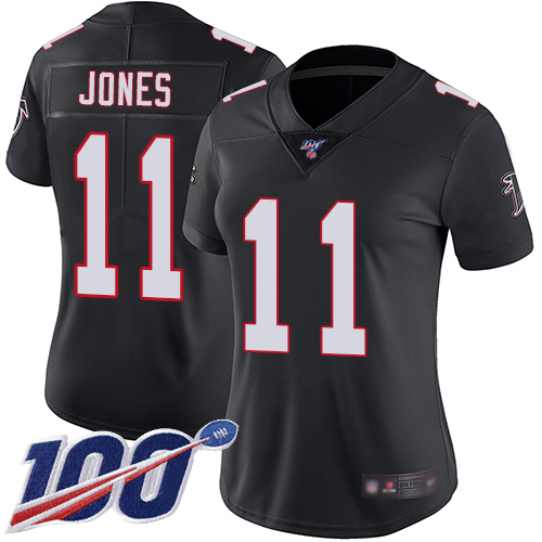 Atlanta Falcons #11 Julio Jones Black Alternate Women's Stitched 100th Season Vapor Limited Jersey Womens