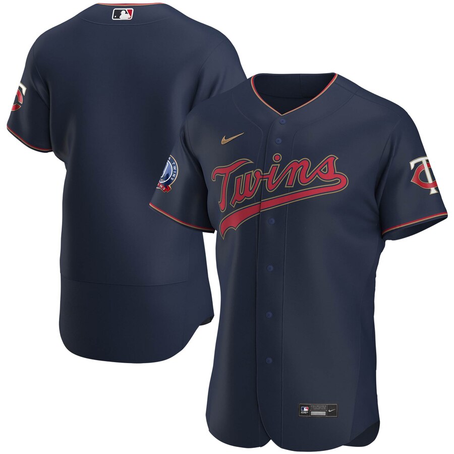 Minnesota Twins Men's Navy Alternate 2020 60th Season Authentic Team Logo Jersey