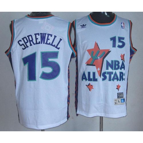Golden State Warriors #15 Latrell Sprewell White 1995 All-Star Throwback Stitched Jersey Mens