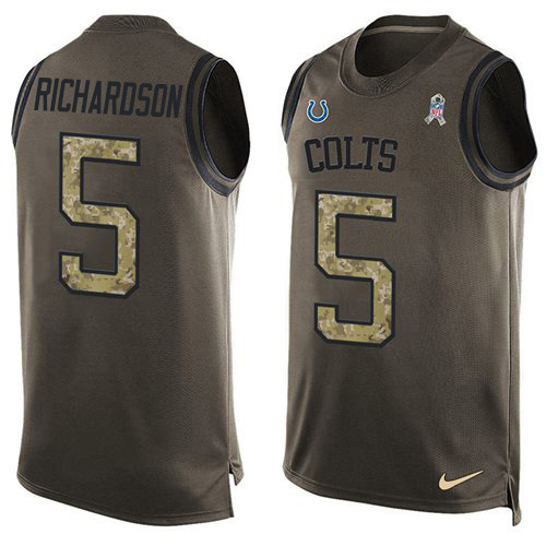 Colts #5 Anthony Richardson Green Men's Stitched Limited Salute To Service Tank Top Jersey