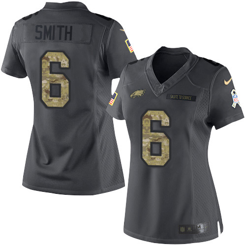 Eagles #6 DeVonta Smith Black Women's Stitched Limited 2016 Salute To Service Jersey