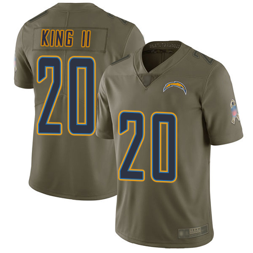 Los Angeles Chargers #20 Desmond King II Olive Men's Stitched Limited 2017 Salute To Service Jersey Men's
