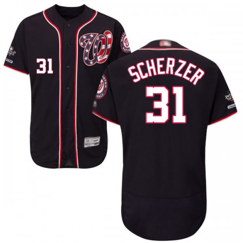 Washington Nationals #31 Max Scherzer Navy Blue Flexbase Authentic Collection 2019 World Series Champions Stitched Jersey Men's