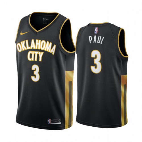 Oklahoma City Thunder #3 Chris Paul Black 2019-20 City Edition Swingman Jersey Mens