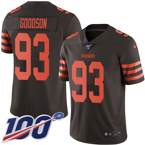 Cleveland Browns #93 B.J. Goodson Brown Youth Stitched Limited Rush 100th Season Jersey Youth