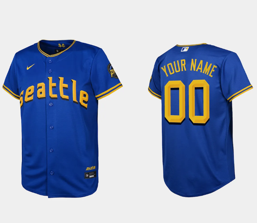 Youth Seattle Mariners Custom Royal 2023 City Connect Replica Jersey