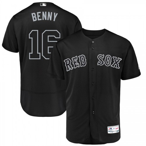 Boston Boston Red Sox #16 Andrew Benintendi Benny Majestic 2019 Players' Weekend Flex Base Authentic Player Jersey Black Men's
