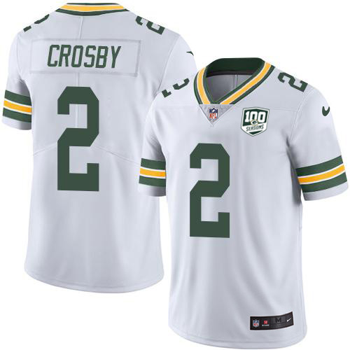 Green Bay Packers #2 Mason Crosby White Youth 100th Season Stitched Vapor Untouchable Limited Jersey Youth