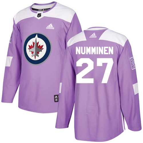 Adidas Winnipeg Jets #27 Teppo Numminen Purple Authentic Fights Cancer Stitched Jersey Men's