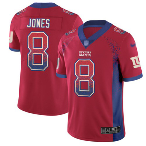 Giants #8 Daniel Jones Red Alternate Men's Stitched Limited Rush Drift Fashion Jersey