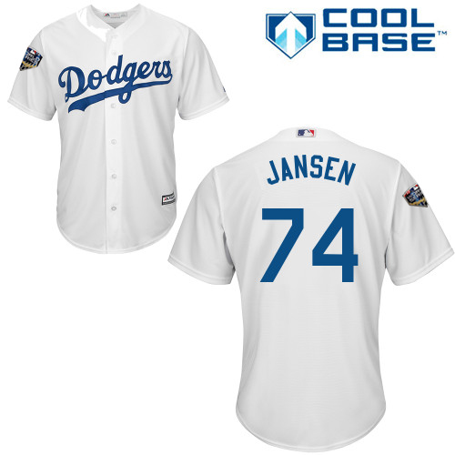 Los Angeles Dodgers #74 Kenley Jansen White Cool Base 2018 World Series Stitched Youth Jersey Youth