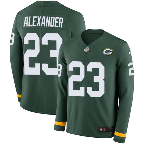 Packers #23 Jaire Alexander Green Team Color Youth Stitched Limited Therma Long Sleeve Jersey