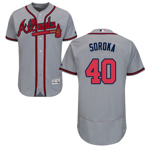 Atlanta Braves #40 Mike Soroka Grey Flexbase Authentic Collection Stitched Jersey Men's