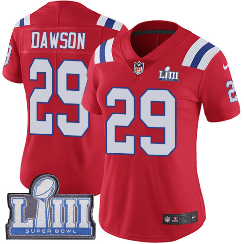 New England Patriots #29 Duke Dawson Red Alternate Super Bowl LIII Bound Women's Stitched Vapor Untouchable Limited Jersey Womens