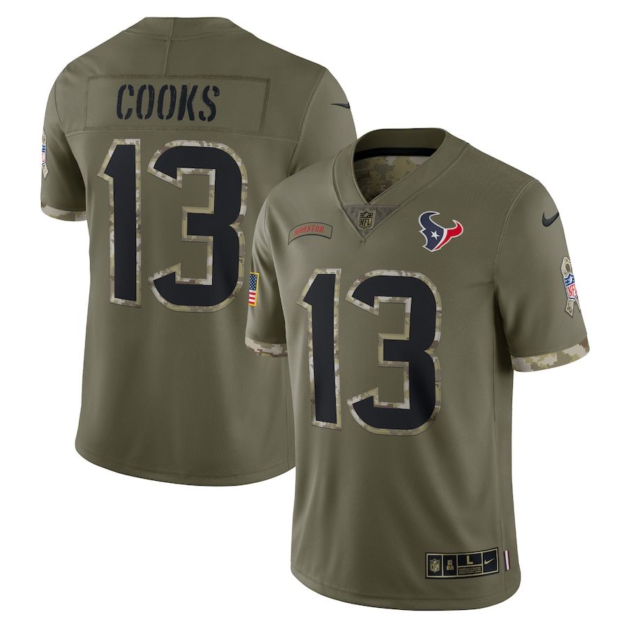 Houston Texans #13 Brandin Cooks Men's 2022 Salute To Service Limited Jersey - Olive