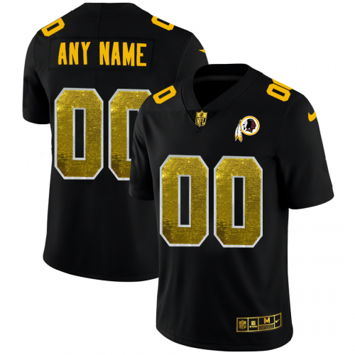 Washington Commanders Custom Men's Black Golden Sequin Vapor Limited Jersey