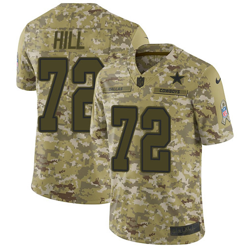 Dallas Cowboys #72 Trysten Hill Camo Men's Stitched Limited 2018 Salute To Service Jersey Men's