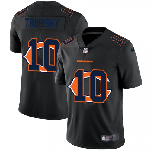 Chicago Chicago Bears #10 Mitchell Trubisky Men's Team Logo Dual Overlap Limited Jersey Black Men's