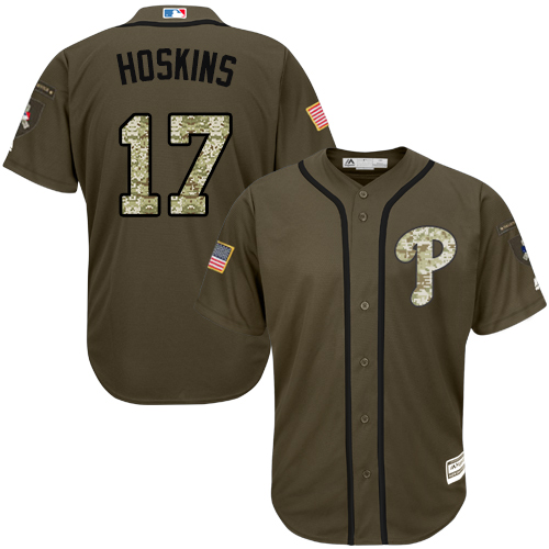 Philadelphia Phillies #17 Rhys Hoskins Green Salute to Service Stitched Youth Jersey Youth