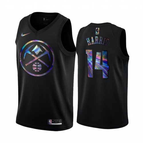 Denver Nuggets #14 Gary Harris Mens Iridescent Holographic Collection Jersey - Black Mens