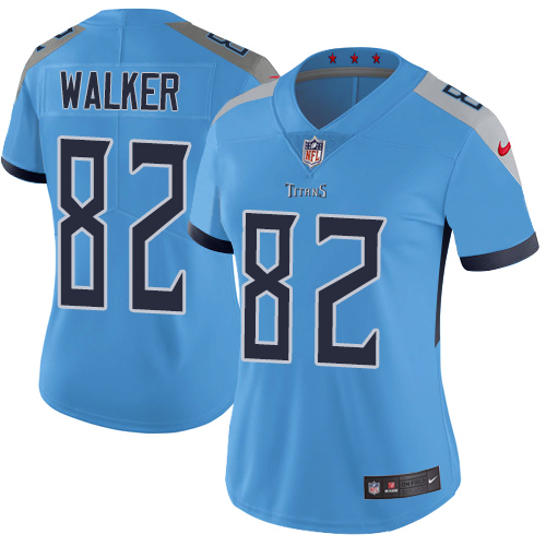 Tennessee Titans #82 Delanie Walker Light Blue Alternate Women's Stitched Vapor Untouchable Limited Jersey Womens