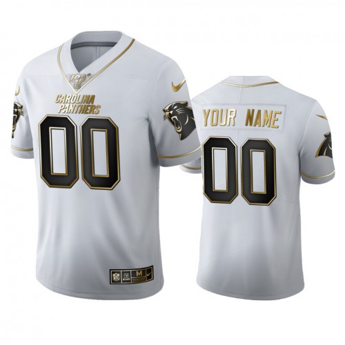 Carolina Panthers Custom Men's White Golden Edition Vapor Limited 100 Jersey