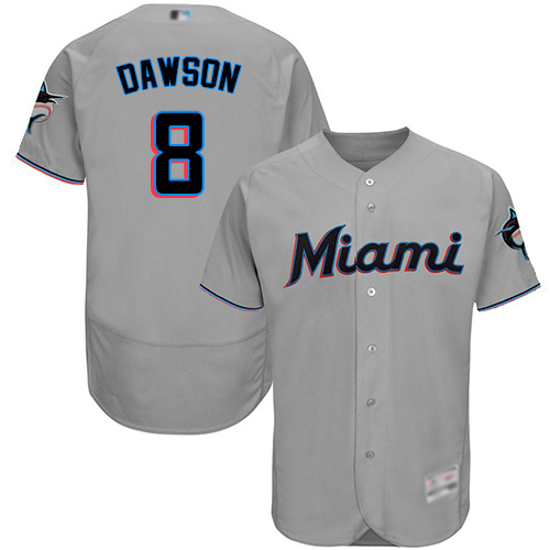 Miami Marlins #8 Andre Dawson Grey Flexbase Authentic Collection Stitched Jersey Men's