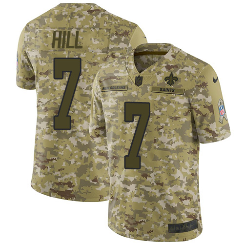 Saints #7 Taysom Hill Camo Men's Stitched Limited 2018 Salute To Service Jersey
