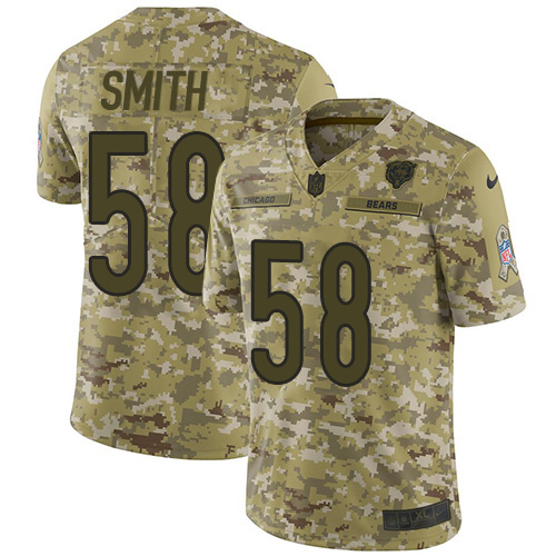 Chicago Bears #58 Roquan Smith Camo Men's Stitched Limited 2018 Salute To Service Jersey Men's