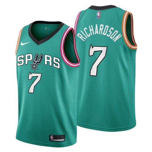 San Antonio Spurs #7 Josh Richardson Mens 2022-23 City Edition Jersey - Cherry Blossom Teal Mens