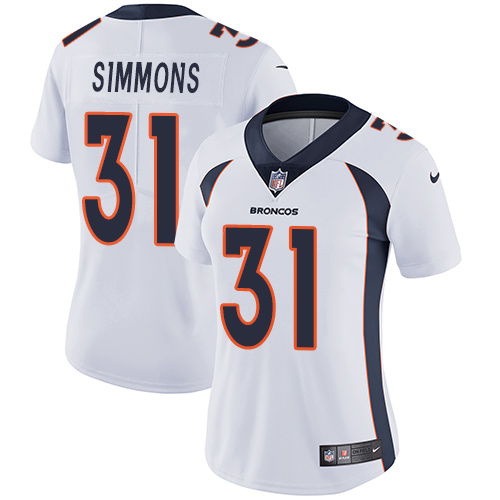Broncos #31 Justin Simmons White Women's Stitched Vapor Untouchable Limited Jersey