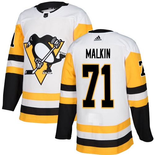 Adidas Pittsburgh Penguins #71 Evgeni Malkin White Road Authentic Stitched Jersey Men's