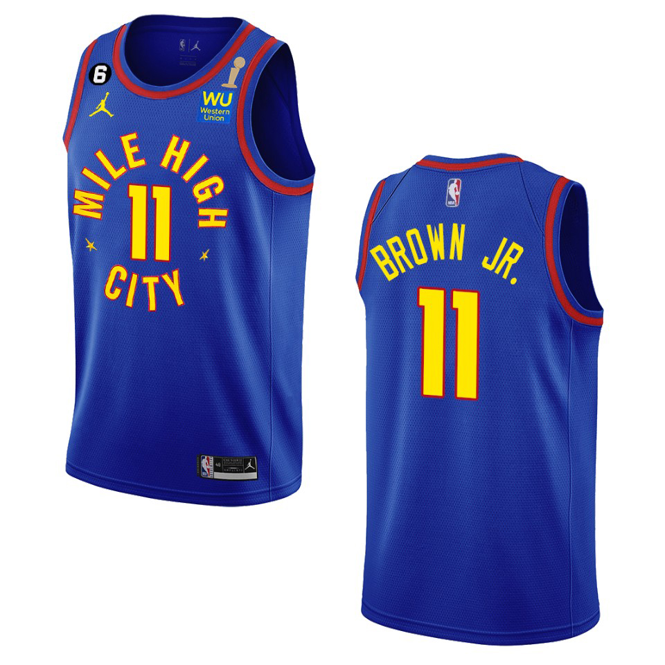 Denver Nuggets #11 Bruce Brown Jr. Navy Men's 2023 Finals Champions Statement Edition Jersey