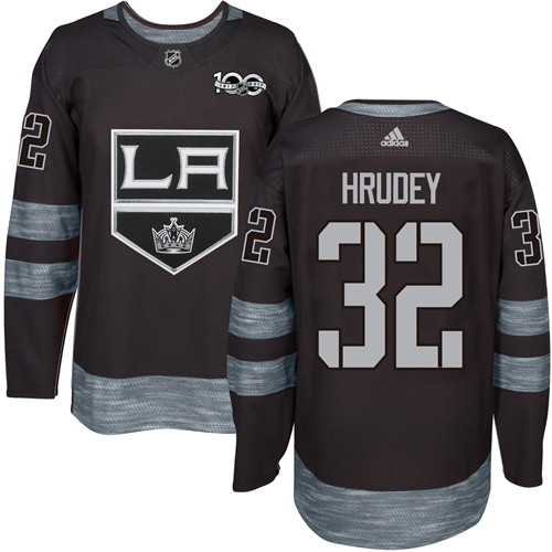 Adidas Los Angeles Kings #32 Kelly Hrudey Black 1917-2017 100th Anniversary Stitched Jersey Men's
