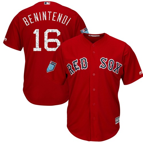Boston Red Sox #16 Andrew Benintendi Red 2018 Spring Training Cool Base Stitched Jersey Men's