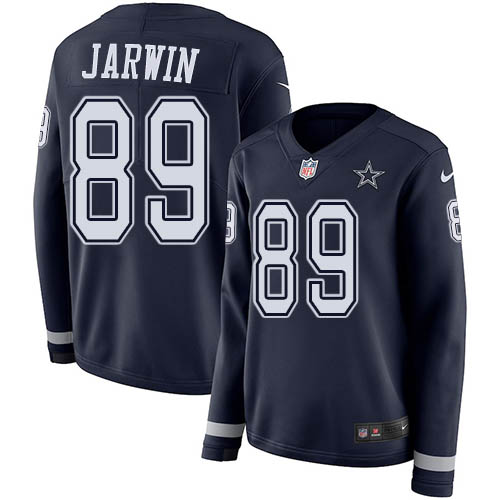 Dallas Cowboys #89 Blake Jarwin Navy Blue Team Color Women's Stitched Limited Therma Long Sleeve Jersey Womens