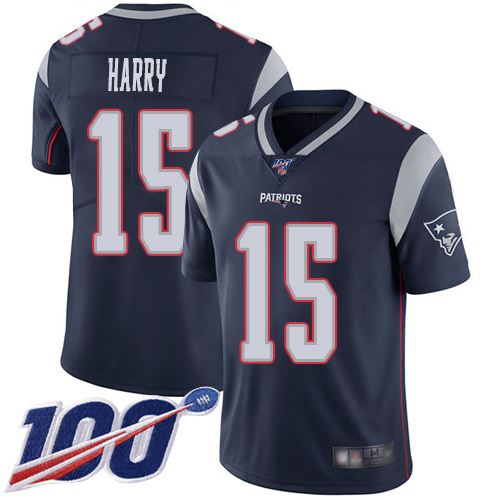 New England Patriots #15 N'Keal Harry Navy Blue Team Color Men's Stitched 100th Season Vapor Limited Jersey Men's