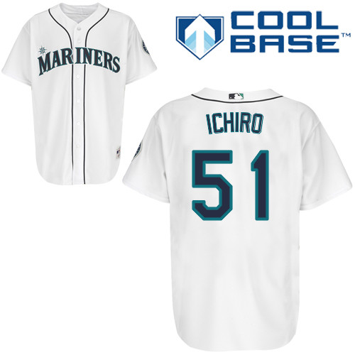 Seattle Mariners #51 Ichiro Suzuki White Cool Base Stitched Jersey Men's