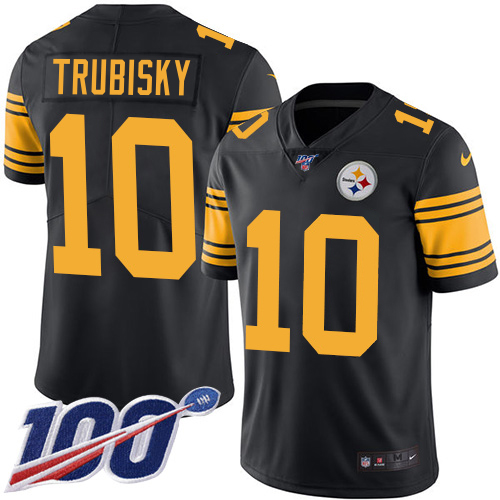 Steelers #10 Mitchell Trubisky Black Youth Stitched Limited Rush 100th Season Jersey