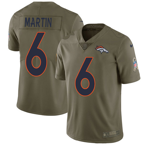 Denver Broncos #6 Sam Martin Olive Men's Stitched Limited 2017 Salute To Service Jersey Men's