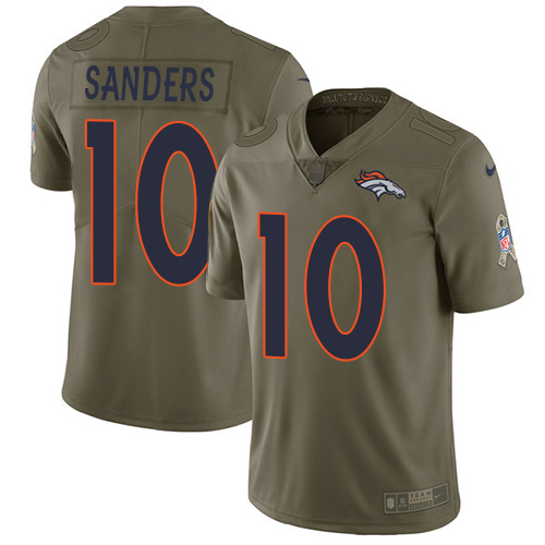 Denver Broncos #10 Emmanuel Sanders Olive Youth Stitched Limited 2017 Salute to Service Jersey Youth