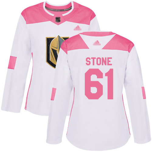 Adidas Golden Vegas Golden Knights #61 Mark Stone White/Pink Authentic Fashion Women's Stitched Jersey Womens