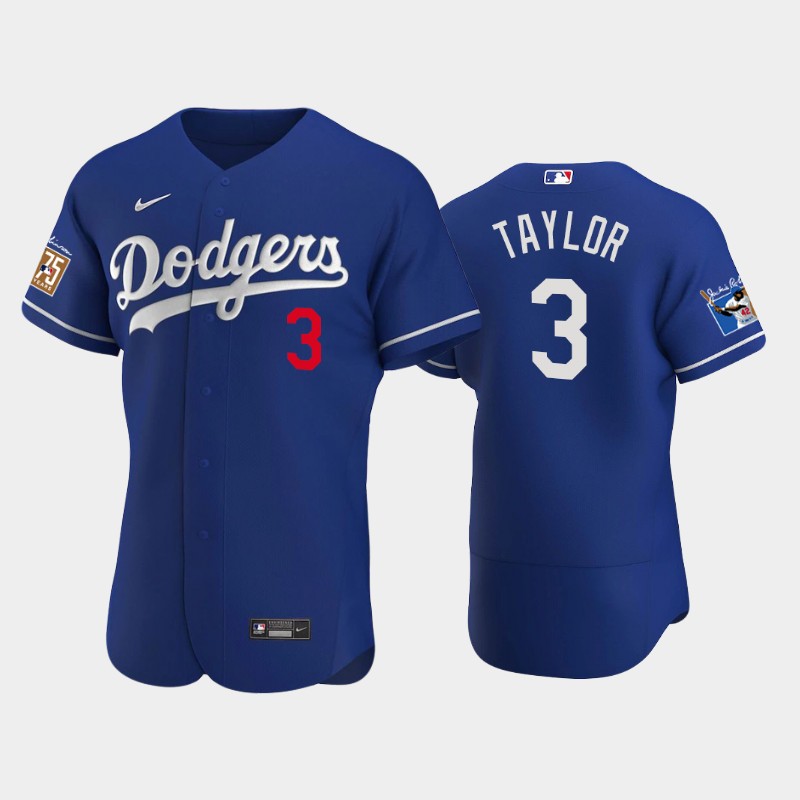 Los Angeles Dodgers #3 Chris Taylor Men's Jackie Robinson 75th Anniversary Authentic Jersey - Royal