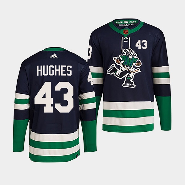 Vancouver Canucks #43 Quinn Hughes Men's Adidas Reverse Retro 2.0 Authentic Player Jersey - Navy