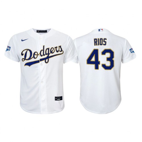 Los Angeles Los Angeles Dodgers #43 Edwin Rios Youth 2021 Gold Program World Series Champions Jersey Whtie Youth